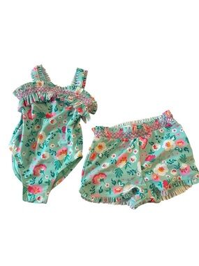 Catherine Malandrino Floral One Piece Swimsuit with Shorts 12-18 months NWT